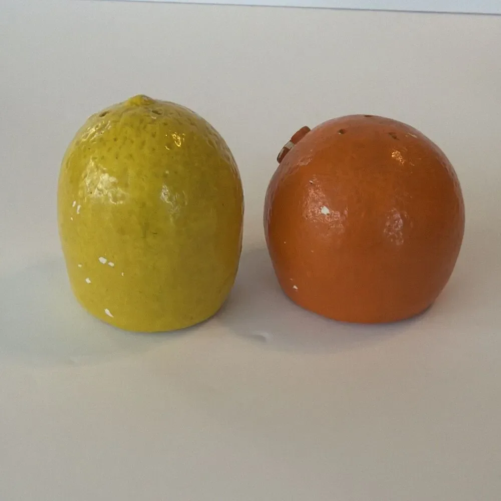 Vintage Florida Salt Pepper Shakers 2 Sets Alligator Orange Lemon MCM Souvenir